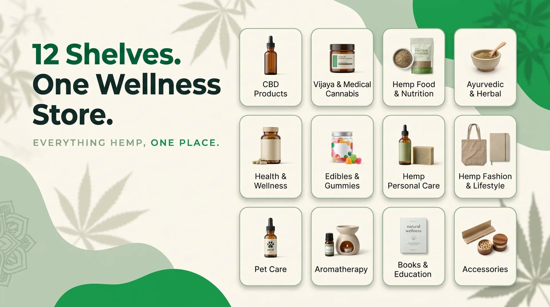 12 shelves, one wellness store