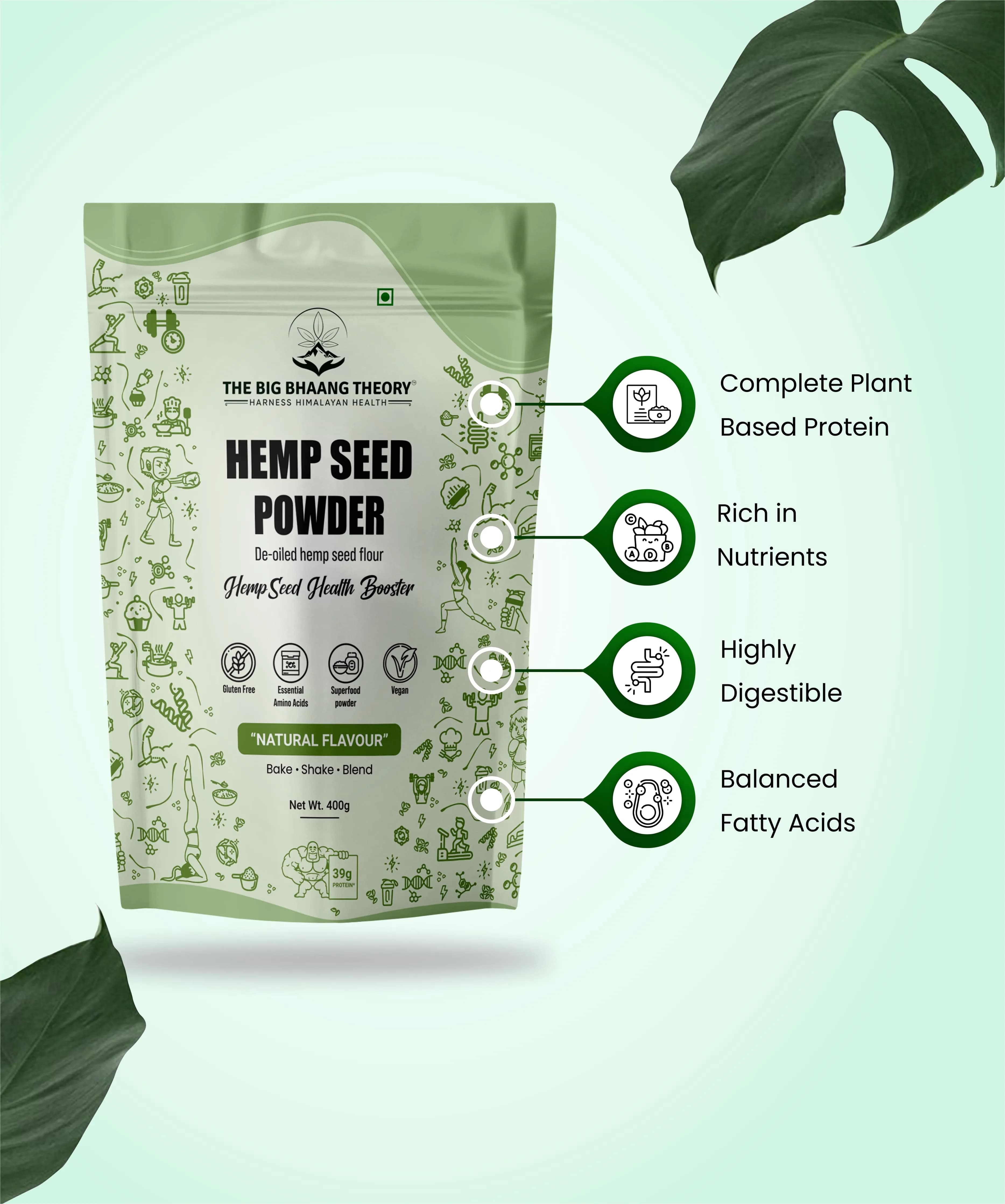 Hemp Seed Powder- Natural - 400 Grms - The Big Bhaang Theory
